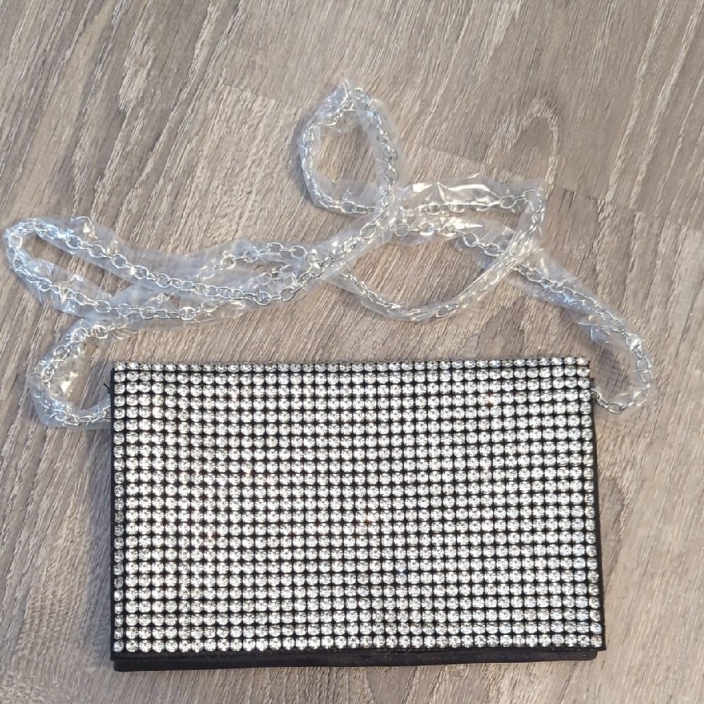 Amber Sceats Crystal Embellished Black Clutch Crossbody Prom Wedding